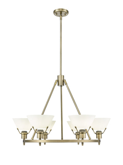 Yep by Golden Lighting Orwell 6-light Chandelier in Aged Brass and Opal Glass - - Golden Lighting