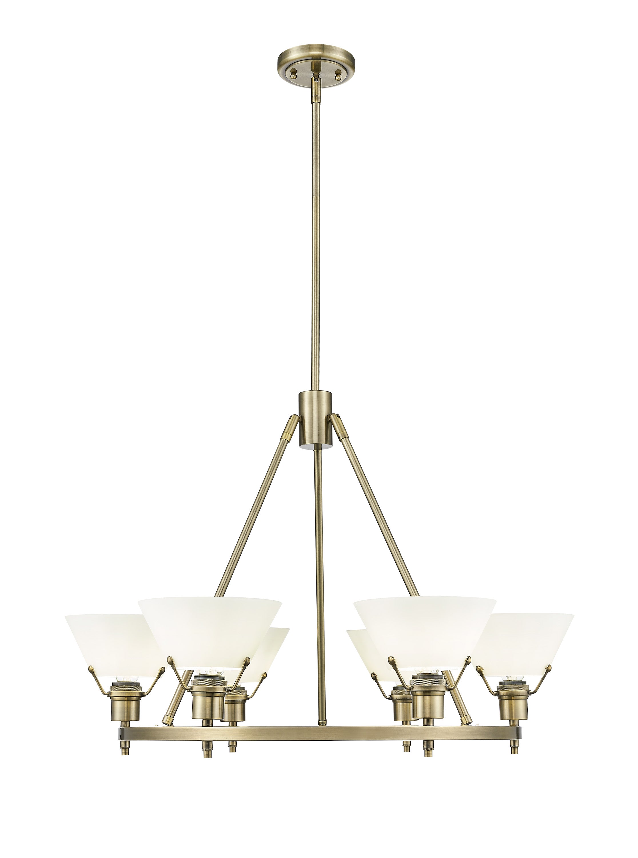 Orwell 6-Light Chandelier in Aged Brass with Opal Glass - Aged Brass / Opal Glass / White - Golden Lighting