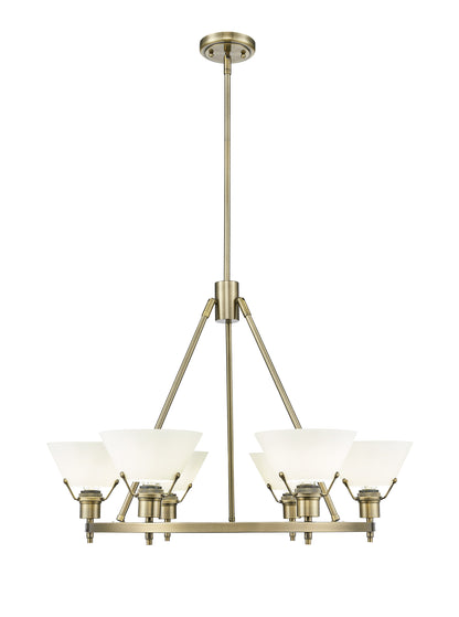 Orwell 6-Light Chandelier in Aged Brass with Opal Glass - Default Title - Golden Lighting
