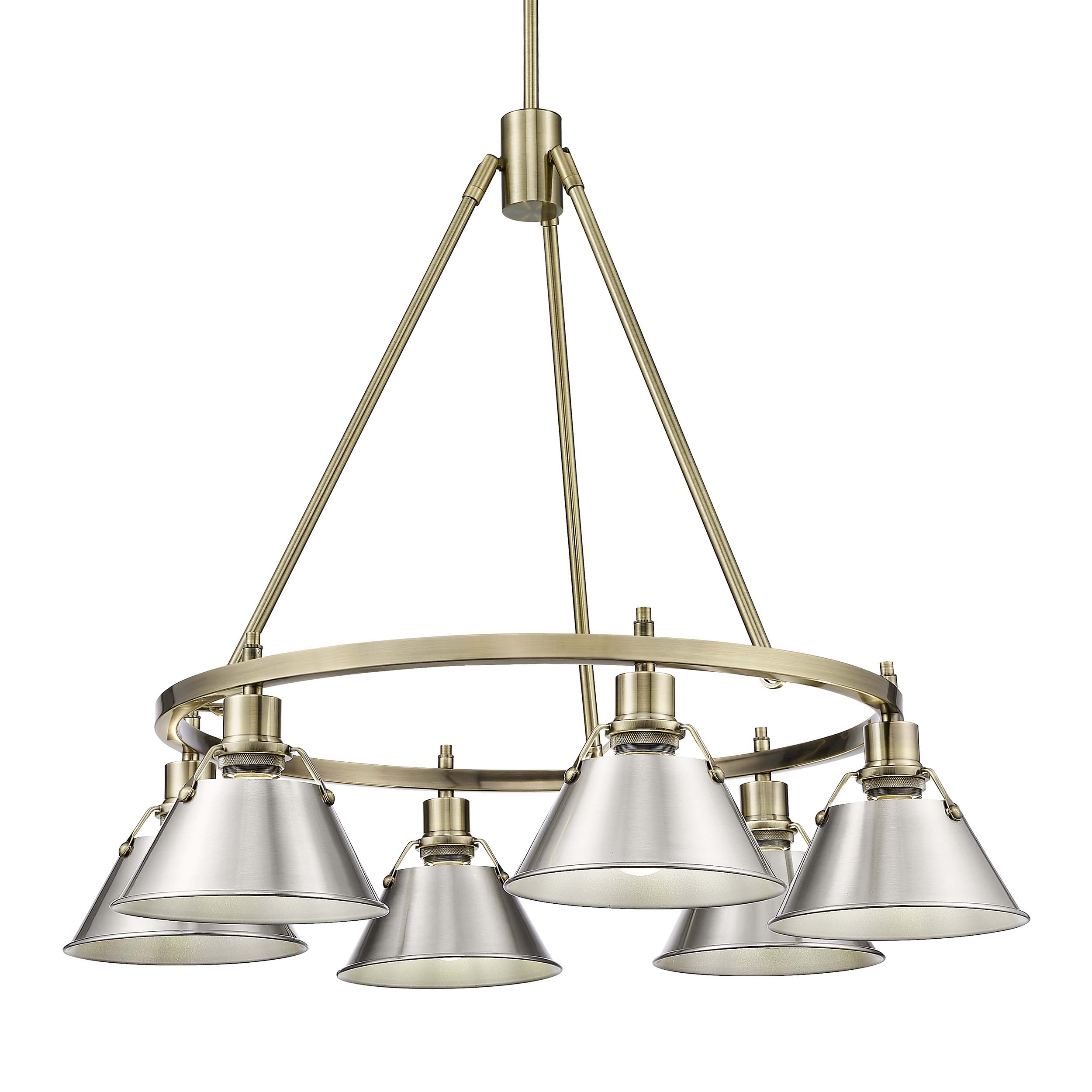 Yep by Golden Lighting Orwell 6-light Chandelier in Aged Brass and Pewter shade - Default Title - Golden Lighting