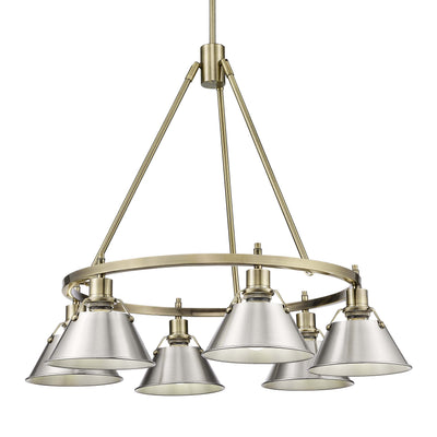 Yep by Golden Lighting Orwell 6-light Chandelier in Aged Brass and Pewter shade - Default Title - Golden Lighting