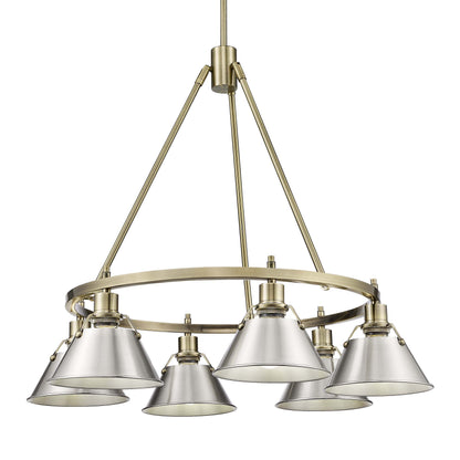 Yep by Golden Lighting Orwell 6-light Chandelier in Aged Brass and Pewter shade - Default Title - Golden Lighting