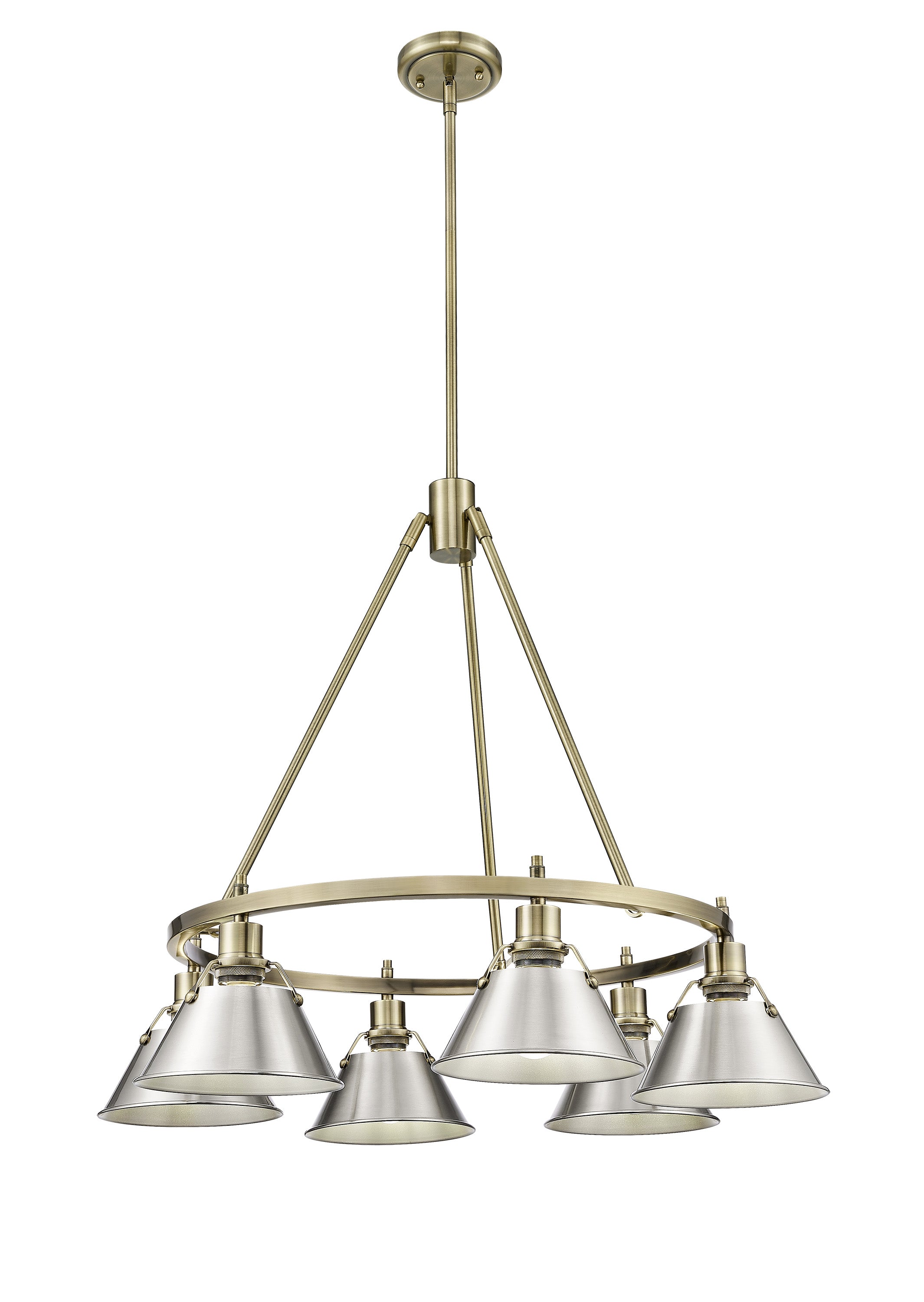 Orwell 6-Light Chandelier in Aged Brass with Pewter - Default Title - Golden Lighting
