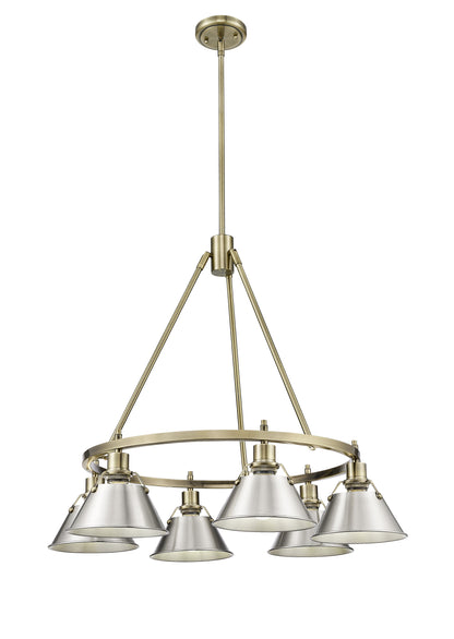 Orwell 6-Light Chandelier in Aged Brass with Pewter - Aged Brass / Pewter / Silver - Golden Lighting