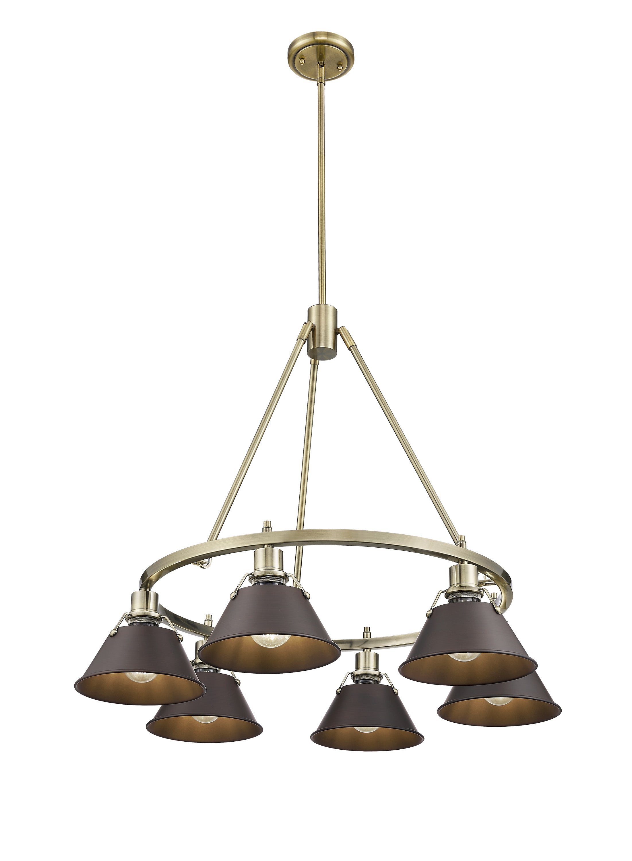 Orwell 6-Light Chandelier in Aged Brass with Rubbed Bronze - - Golden Lighting