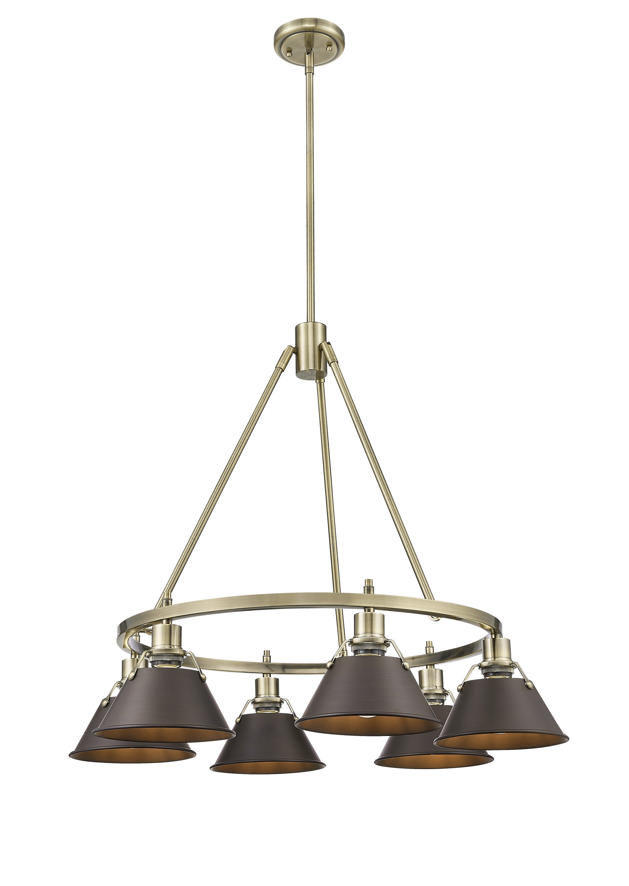 Orwell 6-Light Chandelier in Aged Brass with Rubbed Bronze - Default Title - Golden Lighting