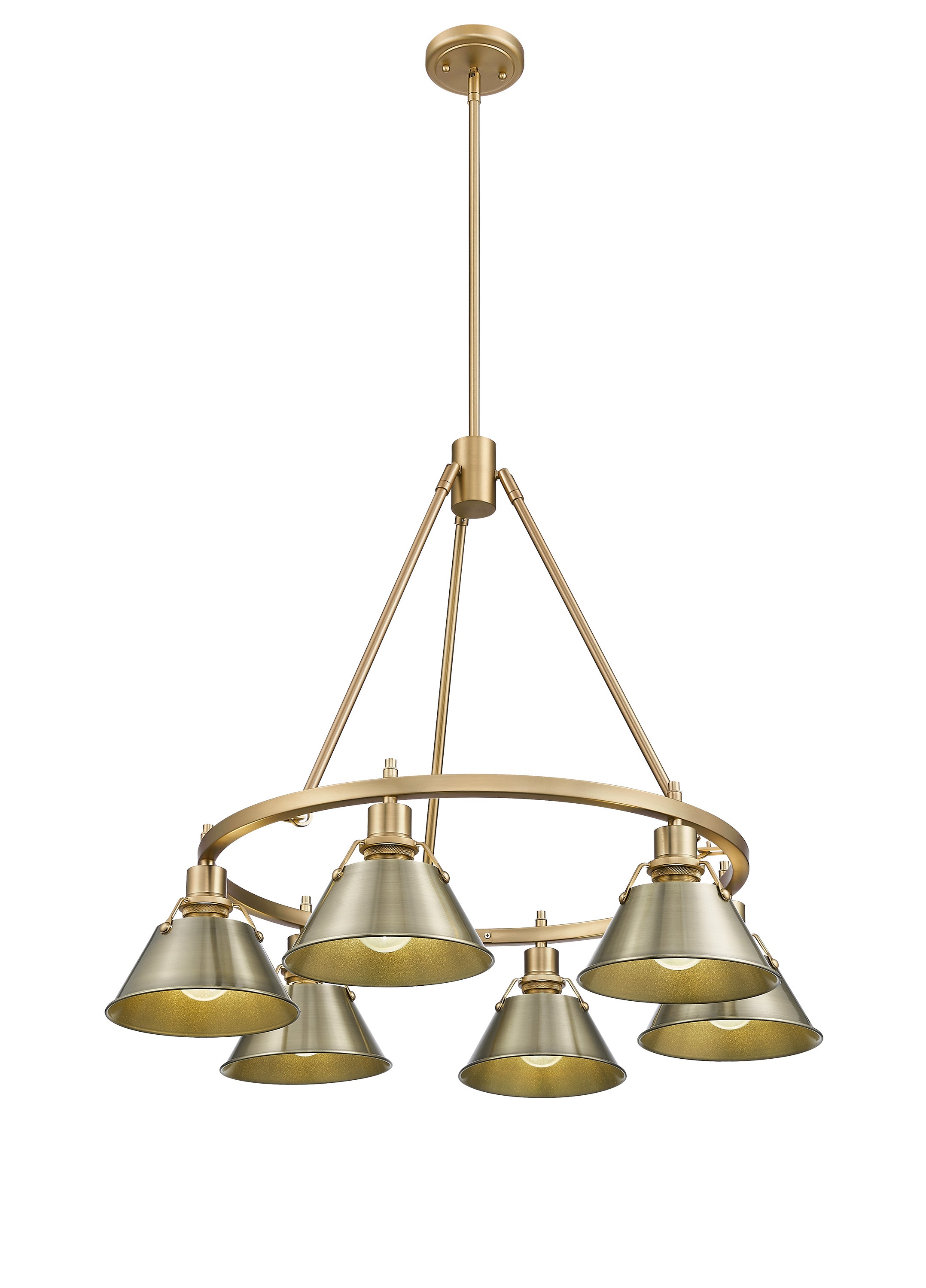 Orwell 6-Light Chandelier in Brushed Champagne Bronze with Aged Brass - - Golden Lighting