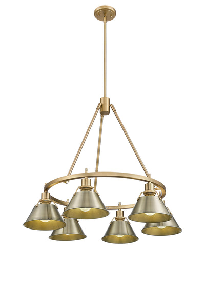 Yep by Golden Lighting Orwell 6-light Chandelier in Brushed Champagne Brass and Aged Brass shade - - Golden Lighting