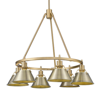 Yep by Golden Lighting Orwell 6-light Chandelier in Brushed Champagne Brass and Aged Brass shade - Default Title - Golden Lighting