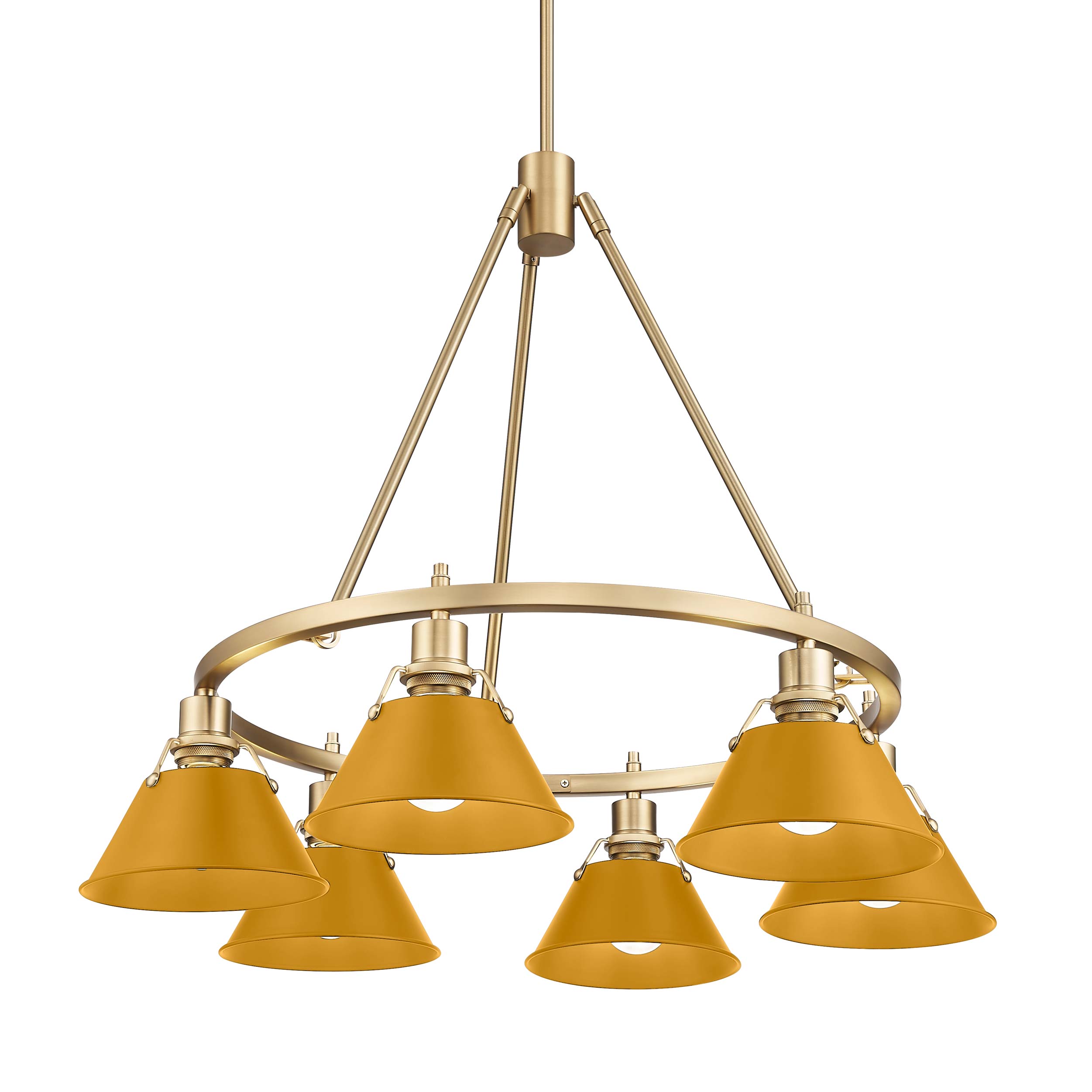 Yep by Golden Lighting Orwell 6-light Chandelier in Brushed Champagne Brass and Auric Yellow shade