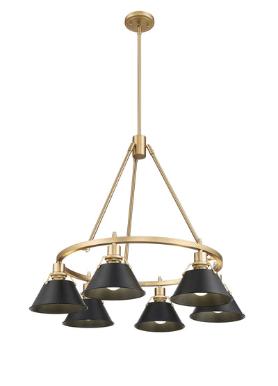 Yep by Golden Lighting Orwell 6-light Chandelier in Brushed Champagne Brass and Matte Black shade - - Golden Lighting