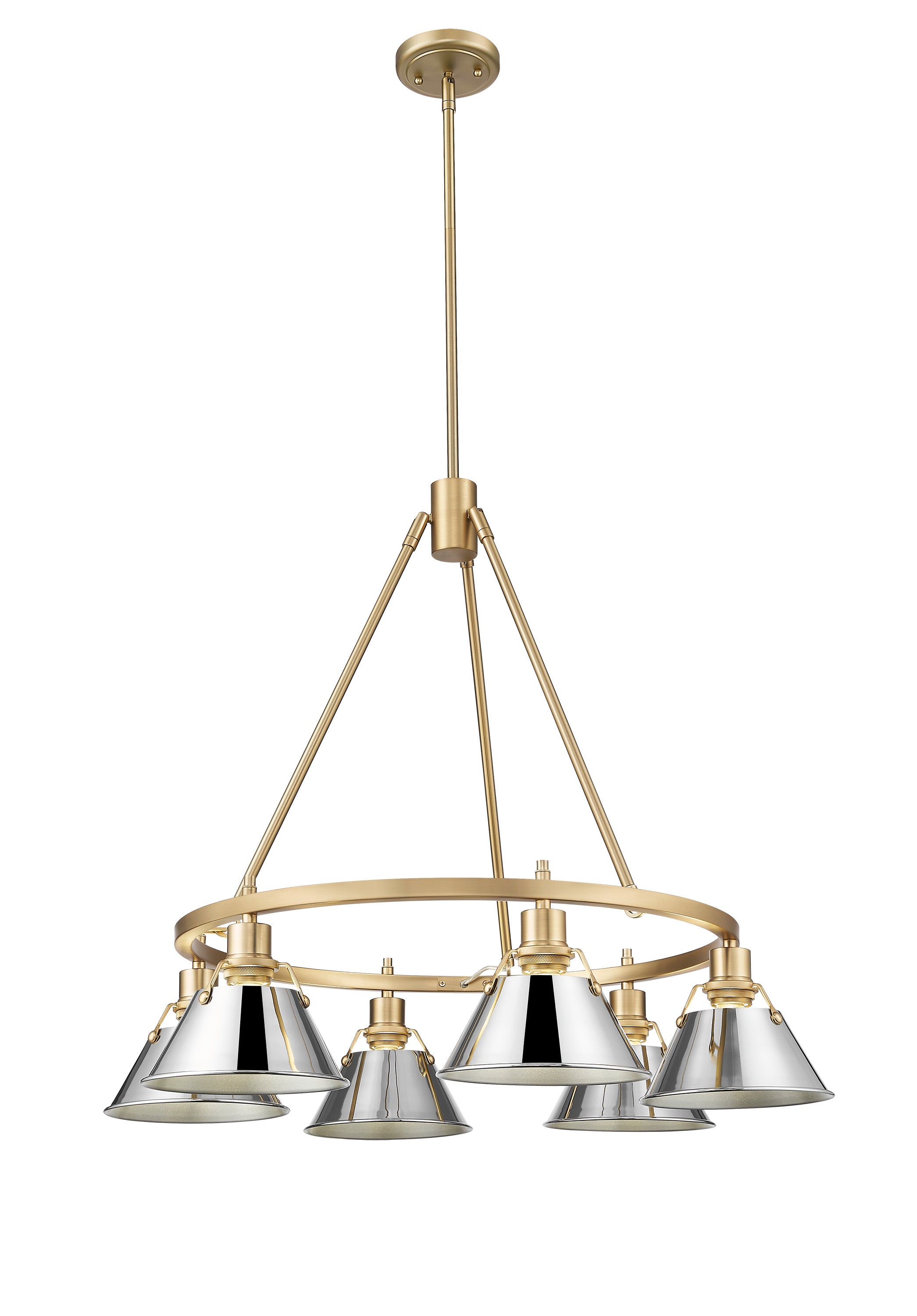 Orwell 6-Light Chandelier in Brushed Champagne Bronze with Chrome - Brushed Champagne Bronze / Chrome / Silver - Golden Lighting