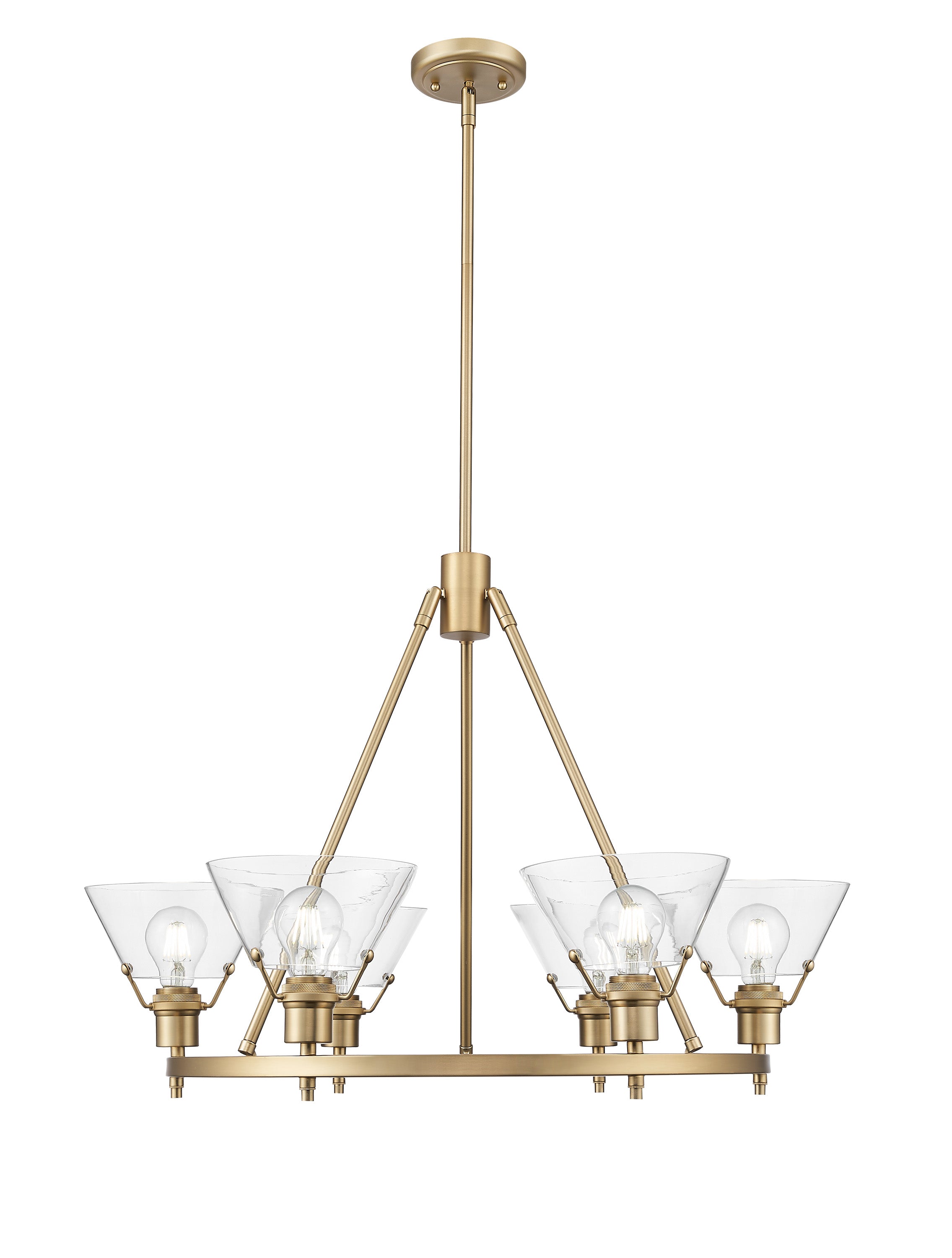 Yep by Golden Lighting Orwell 6-light Chandelier in Brushed Champagne Brass and Clear Glass - - Golden Lighting