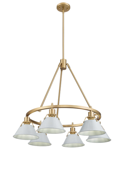 Yep by Golden Lighting Orwell 6-light Chandelier in Brushed Champagne Brass and Dusky Blue shade - - Golden Lighting