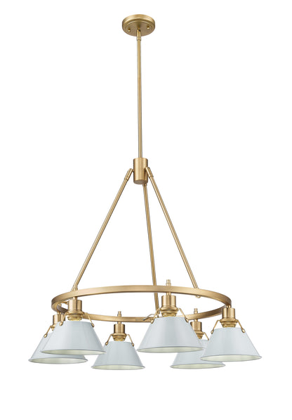 Orwell 6-Light Chandelier in Brushed Champagne Bronze with Dusky Blue - Default Title - Golden Lighting
