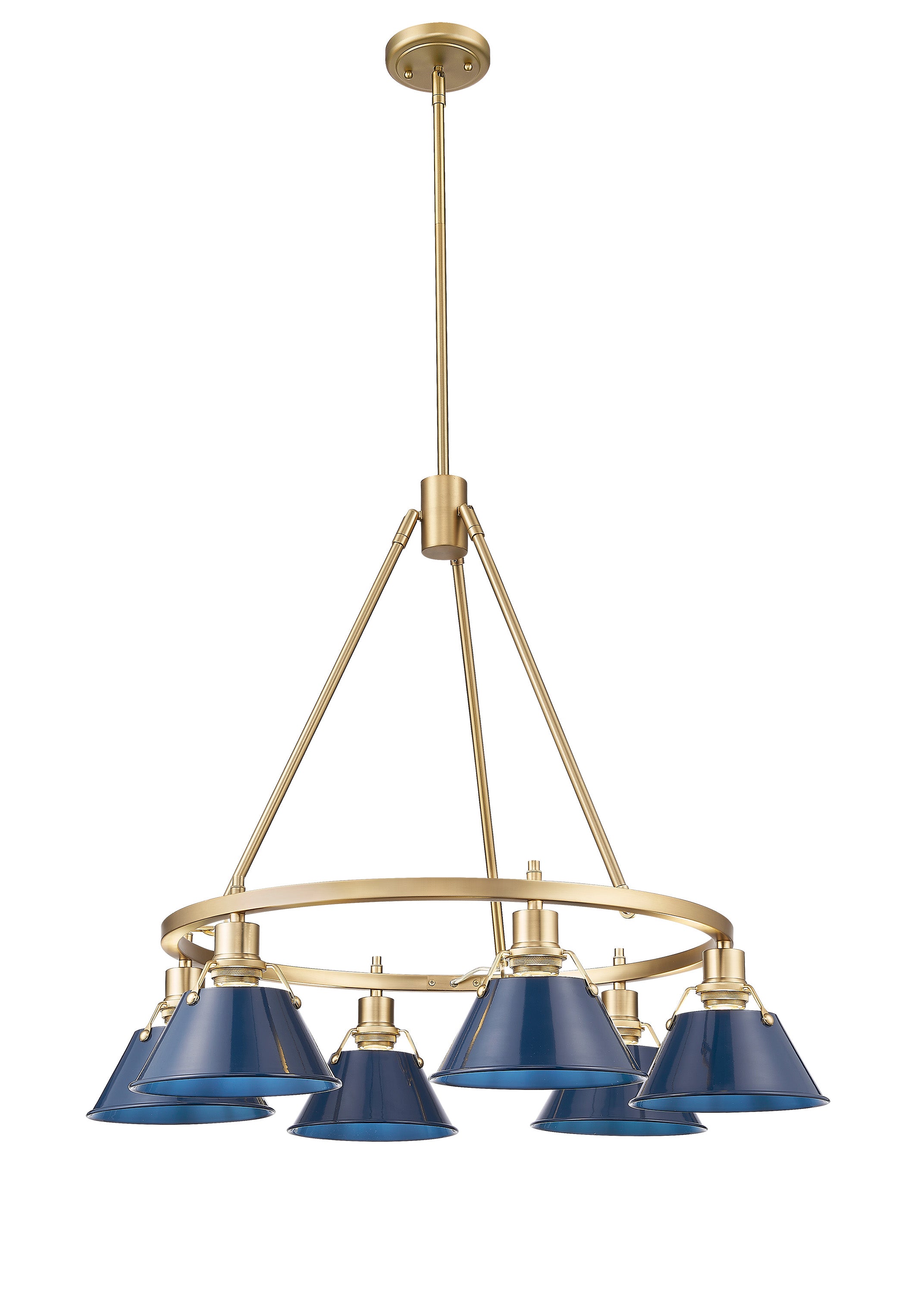 Orwell 6-Light Chandelier in Brushed Champagne Bronze with Matte Navy - Brushed Champagne Bronze / Matte Navy / Blue - Golden Lighting