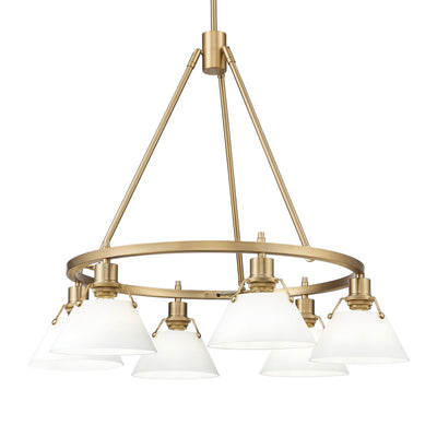 Yep by Golden Lighting Orwell 6-light Chandelier in Brushed Champagne Brass and Opal Glass - Default Title - Golden Lighting