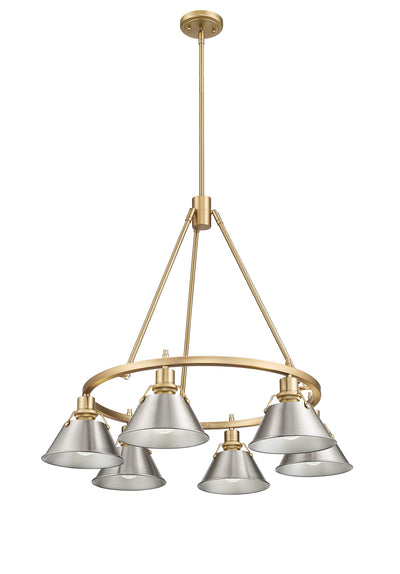 Yep by Golden Lighting Orwell 6-light Chandelier in Brushed Champagne Brass and Pewter shade - - Golden Lighting