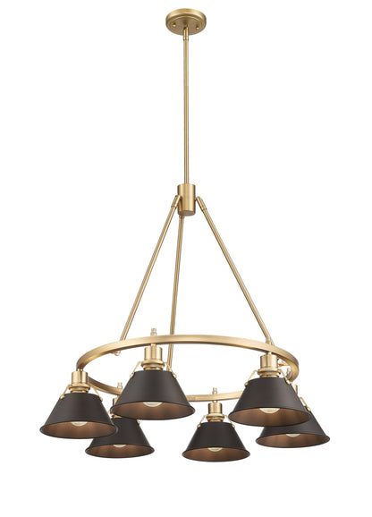 Orwell 6-Light Chandelier in Brushed Champagne Bronze with Rubbed Bronze - - Golden Lighting