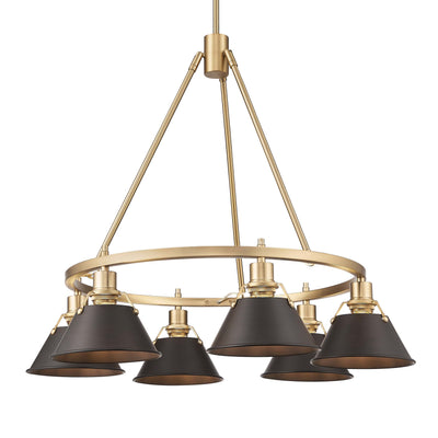 Yep by Golden Lighting Orwell 6-light Chandelier in Brushed Champagne Brass and Rubbed Bronze shade - Default Title - Golden Lighting