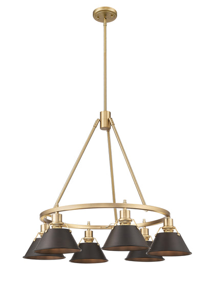 Orwell 6-Light Chandelier in Brushed Champagne Bronze with Rubbed Bronze - Brushed Champagne Bronze / Rubbed Bronze / Bronze - Golden Lighting