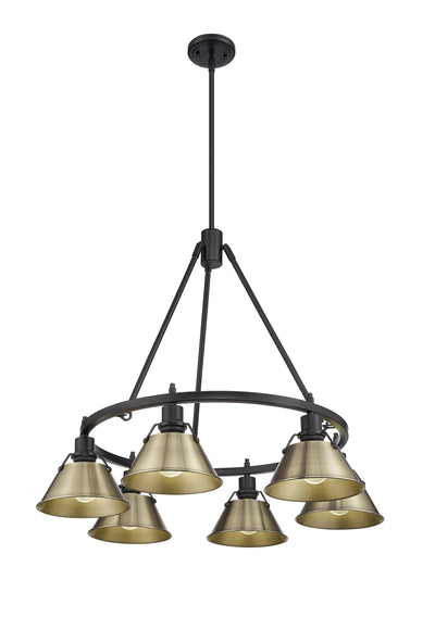 Yep by Golden Lighting Orwell 6-light Chandelier in Matte Black and Aged Brass shade - - Golden Lighting