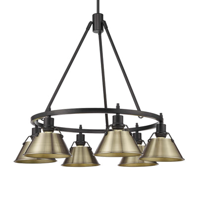 Yep by Golden Lighting Orwell 6-light Chandelier in Matte Black and Aged Brass shade - Default Title - Golden Lighting