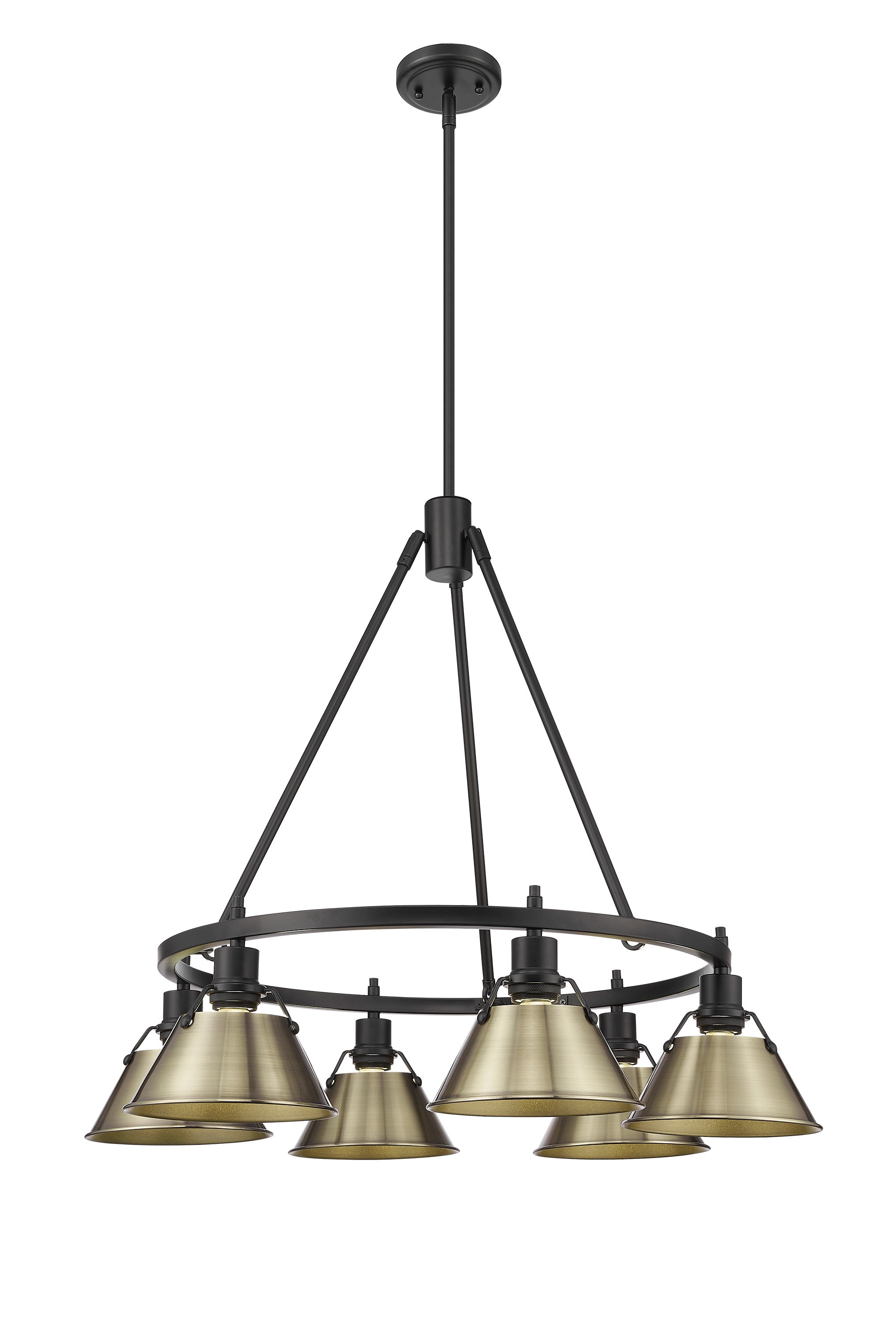 Orwell 6-Light Chandelier in Matte Black with Aged Brass - Matte Black / Aged Brass / Gold - Golden Lighting