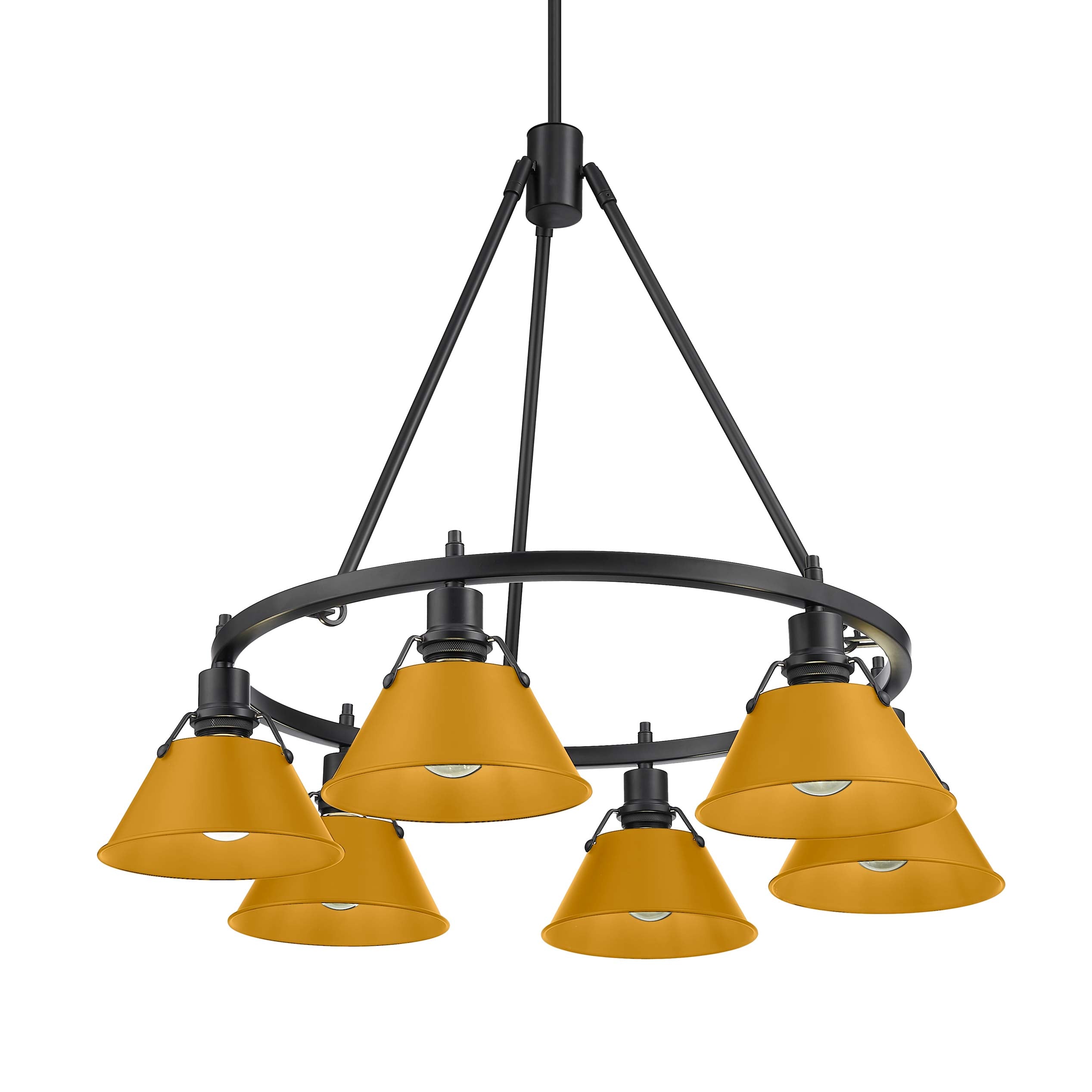 Yep by Golden Lighting Orwell 6-light Chandelier in Matte Black and Auric Yellow shade