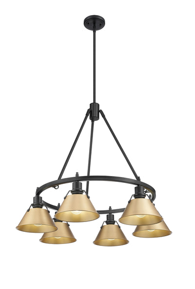 Yep by Golden Lighting Orwell 6-light Chandelier in Matte Black and Brushed Champagne Brass shade - - Golden Lighting