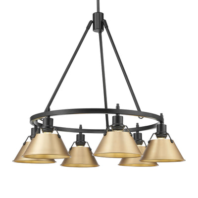 Yep by Golden Lighting Orwell 6-light Chandelier in Matte Black and Brushed Champagne Brass shade - Default Title - Golden Lighting