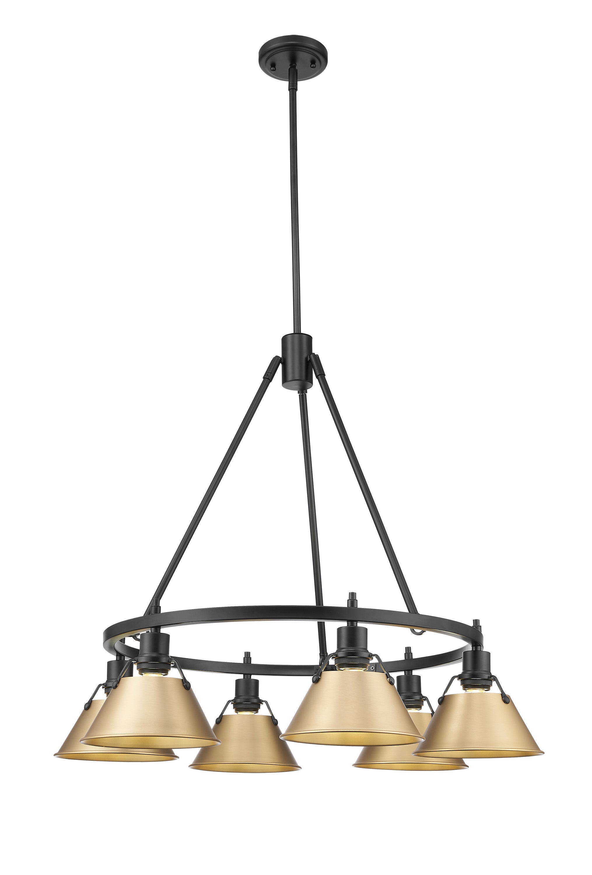 Orwell 6-Light Chandelier in Matte Black with Brushed Champagne Bronze - Matte Black / Brushed Champagne Bronze / Gold - Golden Lighting