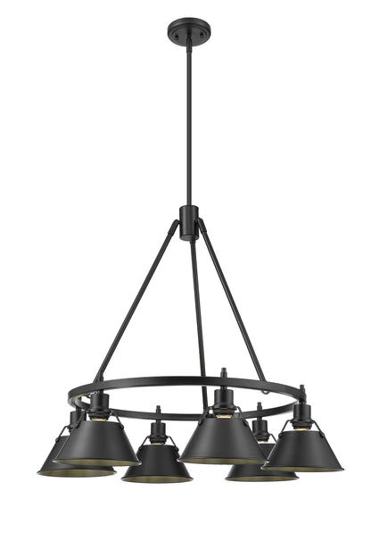 Orwell 6-Light Chandelier in Matte Black - Matte Black / Matte Black / Black - Golden Lighting