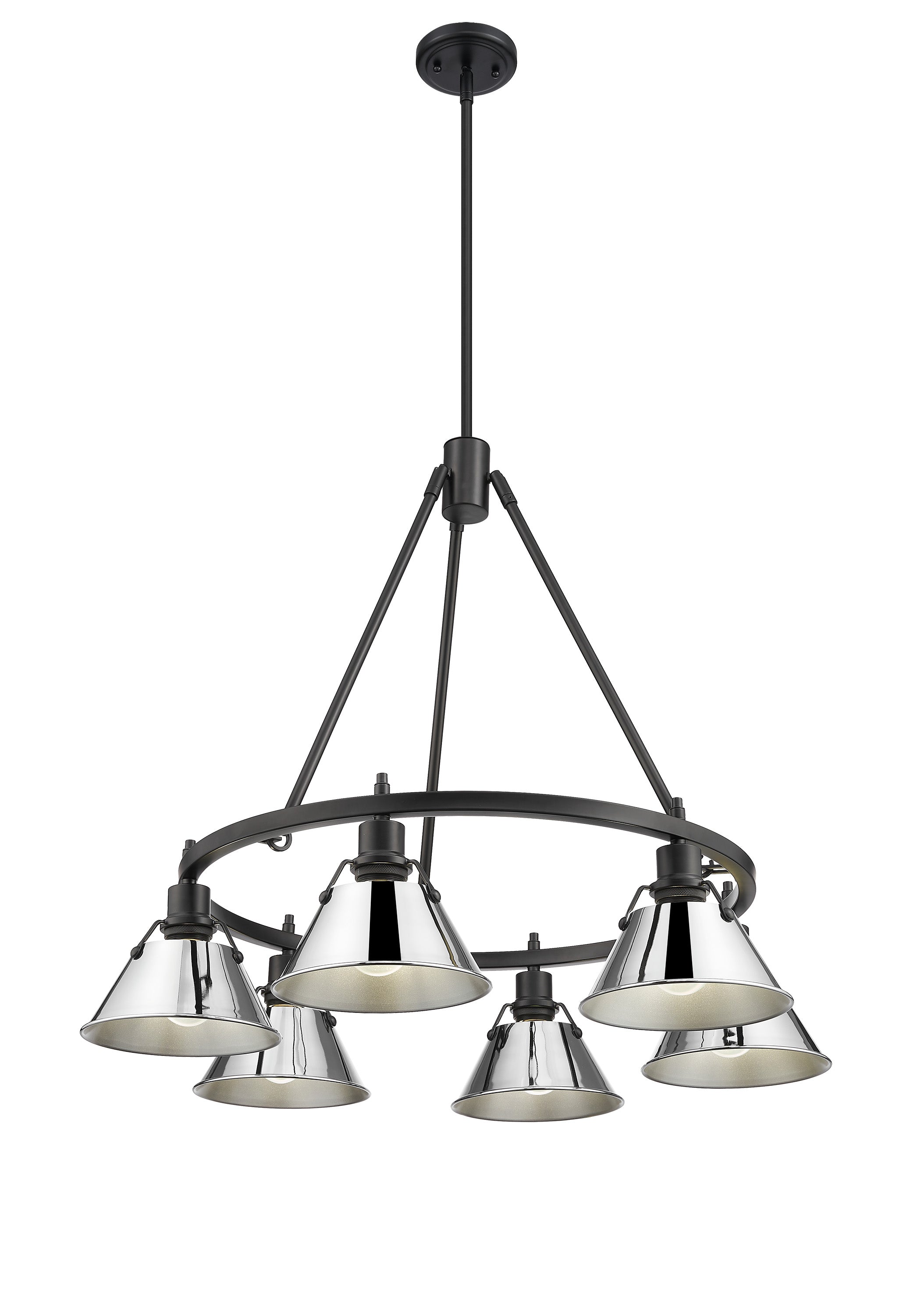 Orwell 6-Light Chandelier in Matte Black with Chrome - - Golden Lighting