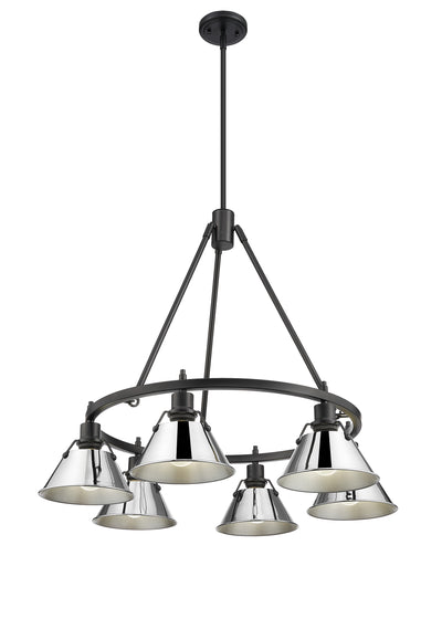 Yep by Golden Lighting Orwell 6-light Chandelier in Matte Black and Chrome shade - - Golden Lighting