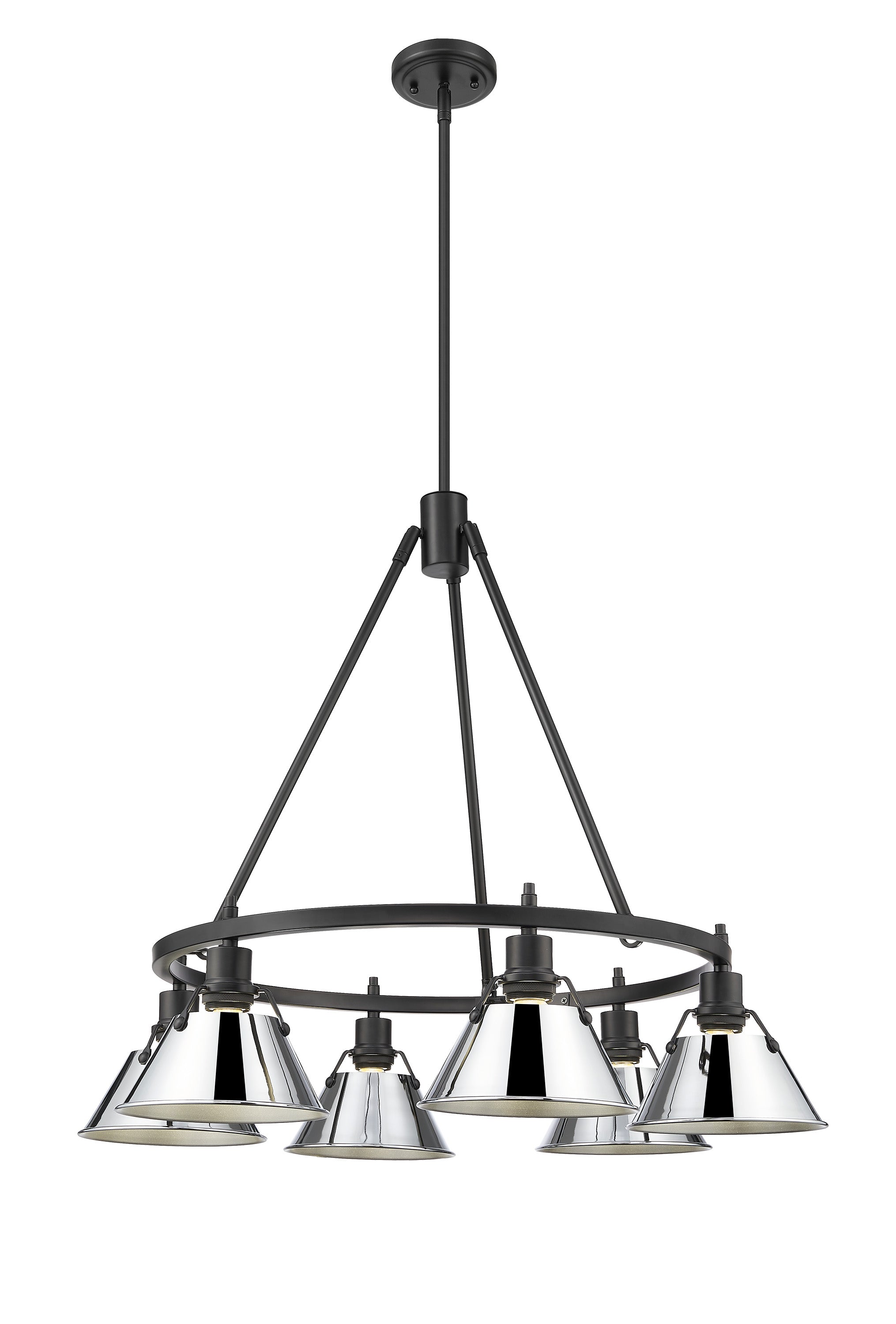 Orwell 6-Light Chandelier in Matte Black with Chrome - Matte Black / Chrome / Silver - Golden Lighting