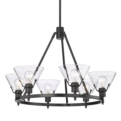 Orwell 6-Light Chandelier in Matte Black with Clear Glass - - Golden Lighting