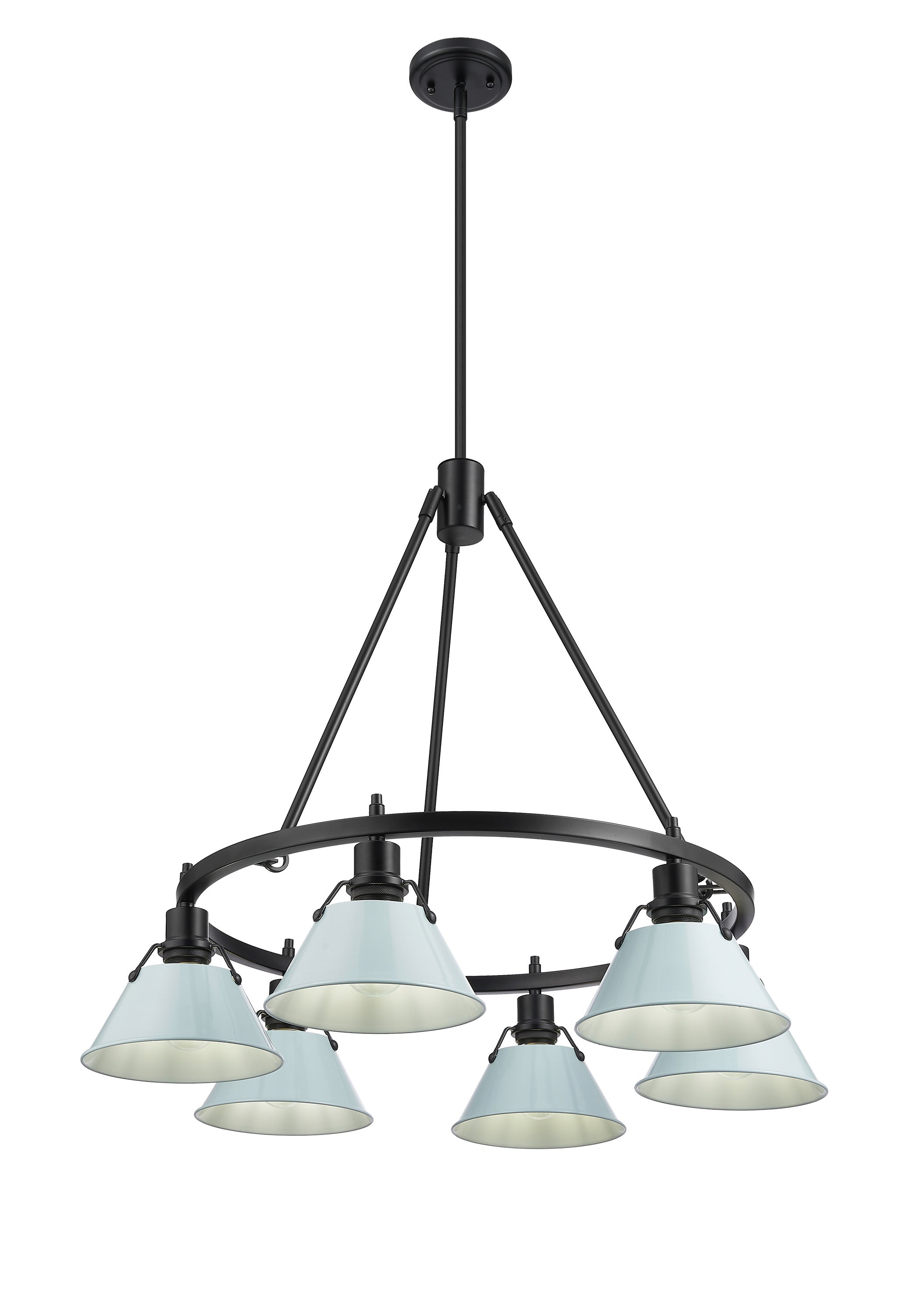 Orwell 6-Light Chandelier in Matte Black with Dusky Blue - - Golden Lighting