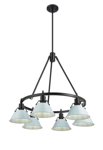 Yep by Golden Lighting Orwell 6-light Chandelier in Matte Black and Dusky Blue shade - - Golden Lighting
