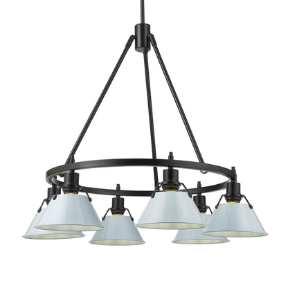 Yep by Golden Lighting Orwell 6-light Chandelier in Matte Black and Dusky Blue shade