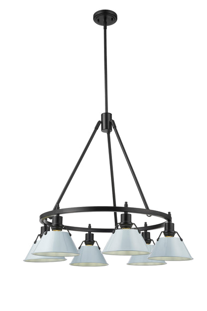 Orwell 6-Light Chandelier in Matte Black with Dusky Blue - Default Title - Golden Lighting