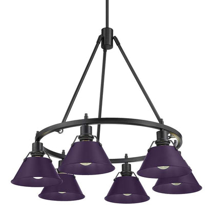 Yep by Golden Lighting Orwell 6-light Chandelier in Matte Black and Exotic Purple shade