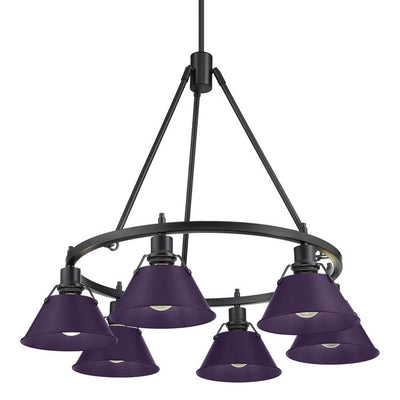 Yep by Golden Lighting Orwell 6-light Chandelier in Matte Black and Exotic Purple shade - Default Title - Golden Lighting