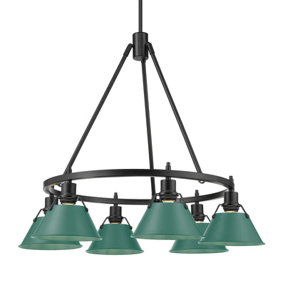 Yep by Golden Lighting Orwell 6-light Chandelier in Matte Black and Pine Green shade - Default Title - Golden Lighting