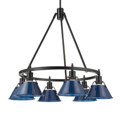 Yep by Golden Lighting Orwell 6-light Chandelier in Matte Black and Navy Blue shade - Default Title - Golden Lighting