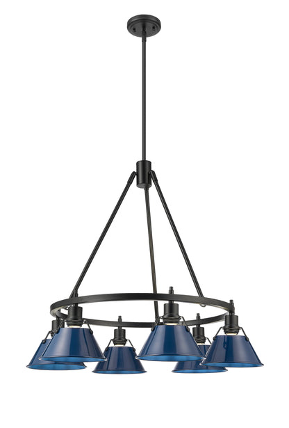 Orwell 6-Light Chandelier in Matte Black with Matte Navy - Default Title - Golden Lighting