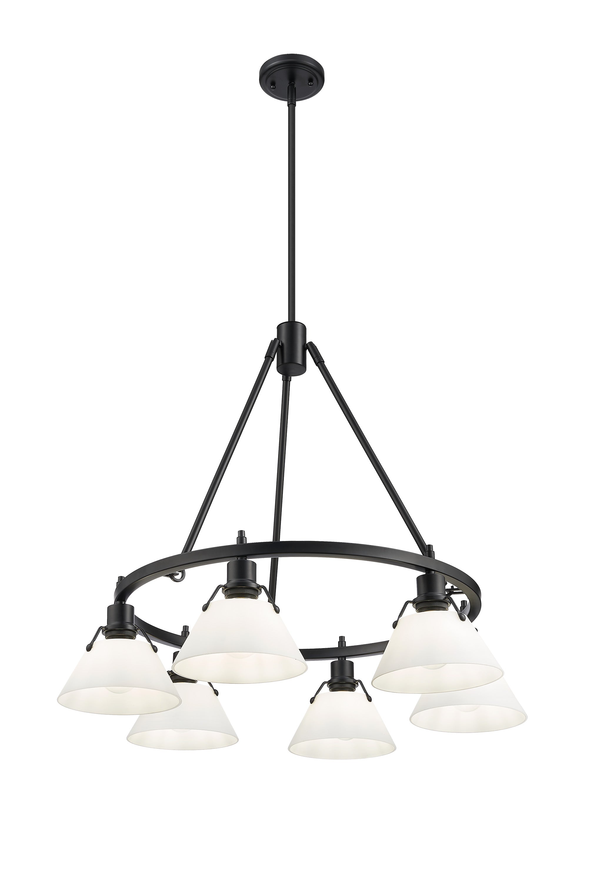 Orwell 6-Light Chandelier in Matte Black with Opal Glass - - Golden Lighting