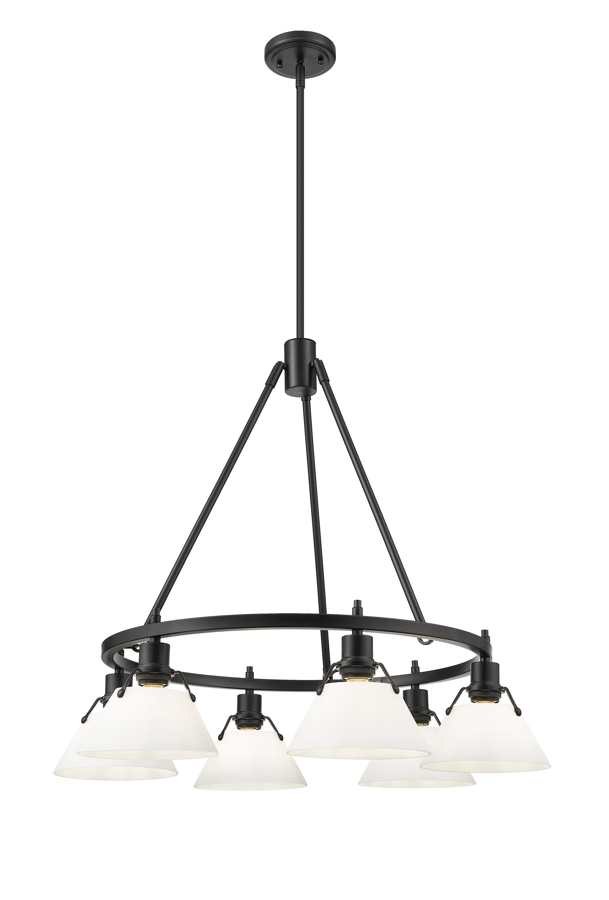 Orwell 6-Light Chandelier in Matte Black with Opal Glass - Matte Black / Opal Glass / White - Golden Lighting