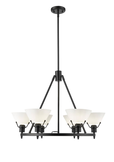 Yep by Golden Lighting Orwell 6-light Chandelier in Matte Black and Opal Glass - - Golden Lighting