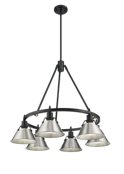 Yep by Golden Lighting Orwell 6-light Chandelier in Matte Black and Pewter shade - - Golden Lighting